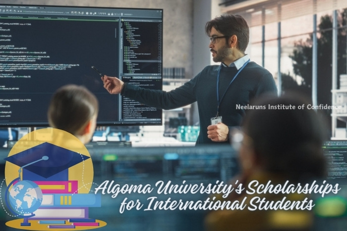 Informing on Scholarships at Neelaruns Institute, Coimbatore - A professor teaching students about technology, highlighting Algoma University's scholarship opportunities for international students as part of Neelaruns Institute's educational services.